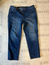 Chico’s Jeans Size 3 XL 16R Slimming Girlfriend Slim Leg Ankle Dark Wash... - £21.06 GBP