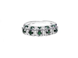 Silver Emerald Band Natural Emerald Ring Emerald Knuckle Ring Green Emer... - £31.10 GBP
