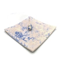 Abstract Blue Hand Painted Napkin Holder Square Handmade Clay Dining Tab... - £80.56 GBP
