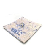 Abstract Blue Hand Painted Napkin Holder Square Handmade Clay Dining Tab... - £79.84 GBP