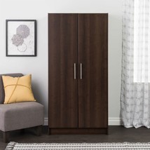 Bedroom Armoire Wardrobe Cabinet with Hanging Rail in Dark Brown Wood Fi... - $7,784.92 MXN