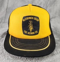 J.F. Beaver Trucker Hat Black Yellow McCormick Grain Grunge 80s Vintage Cap - £44.58 GBP