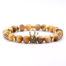 New High Quality Tiger Eye Buddha Bracelets Natural Stone Round Beads Elasticity - £11.98 GBP