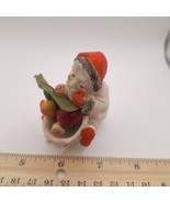 Vtg Porcelain Santa On Sled With Fruits And Leaf - $18.39 CAD