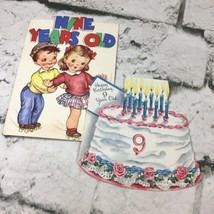 Vintage Birthday Cards Lot of 2 Girls 9 years Old 50&#39;s Used  - $14.84