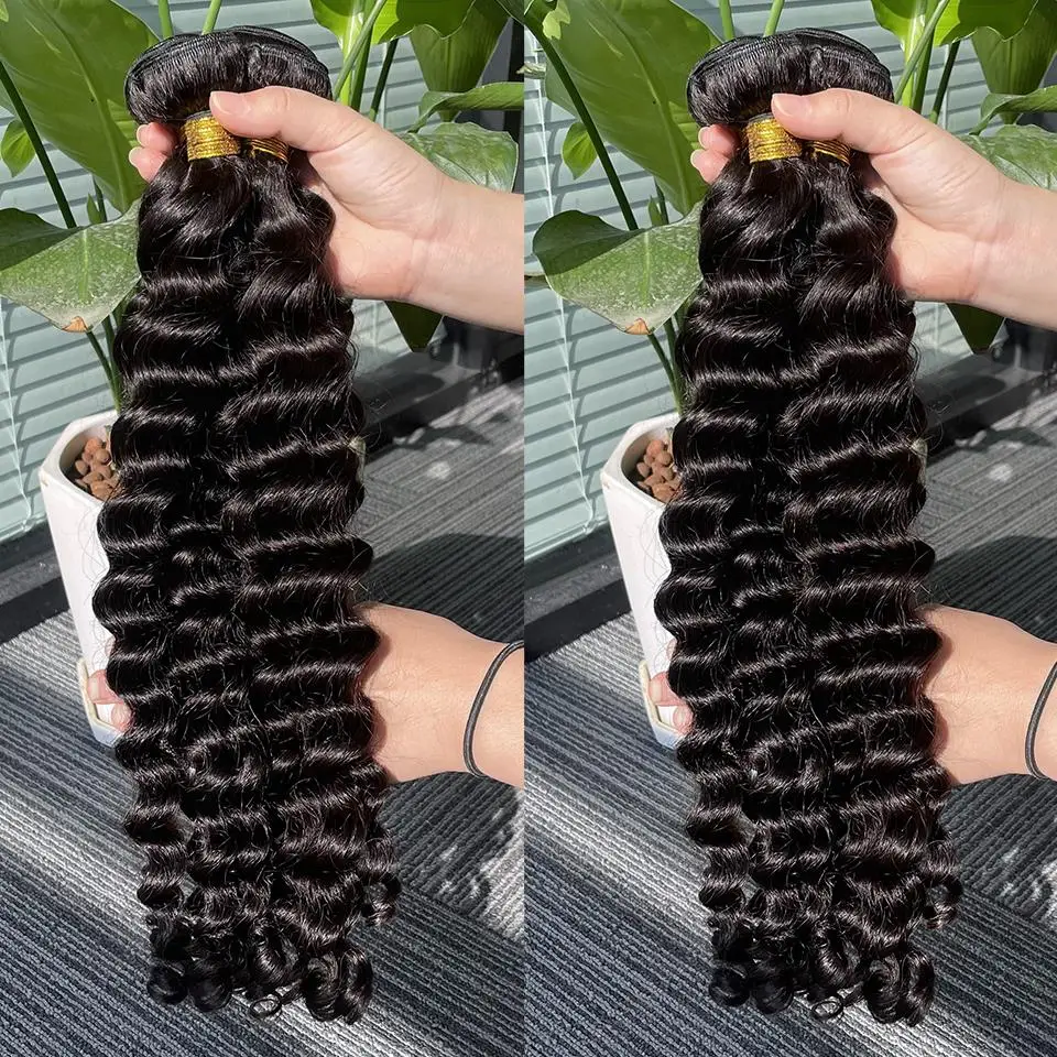 Brazilian Curly Human Hair Weave Bundles Loose Deep Wave 3 4  Remy Hair ... - £446.36 GBP