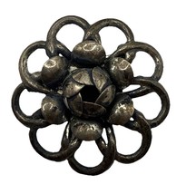Beau Sterling Silver Floral Pin Small Brooch Rose Center 4g - $274.54 MXN