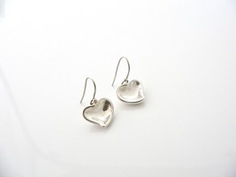 Tiffany & Co Silver Peretti Carved Heart Dangle Dangling Earrings Gift Love Art  - £223.94 GBP