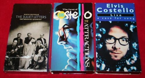 Primary image for Vintage ELVIS COSTELLO Lot of 3 Music Video & Live VHS Brodsky Quartet CASE 