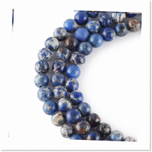 Ocean Blue Sea Sediment Imperial Jasper Round Loose Beads - Perfect for Jewelry - $30.68