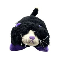 Pillow Pets Pee Wee Curious Cat Black Purple White Halloween 11&quot; Plush - £11.24 GBP