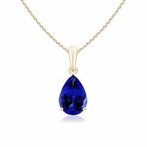 Authenticity Guarantee 
Pear-Shaped Tanzanite Solitaire Pendant in 14K Yellow... - £1,607.15 GBP