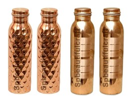 Copper Water Drinking Bottle 2 Silver Touch 2 Diamond Ayurveda Health Be... - £49.45 GBP