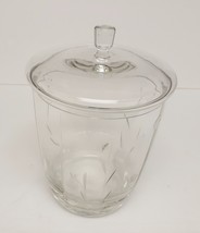 Vintage Floral Etched Crystal Glass Covered Bowl Candy Compote Dish Romania 8&quot; - £55.04 GBP