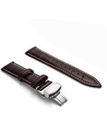 22mm Genuine Leather Watch Band Strap Fits GMT WATCH Brown With White St... - $21.00