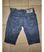 True Religion Ricky Big QT 28 Cut-Off Jean Shorts Raw Hem Back Flaps - €23,41 EUR