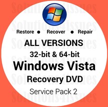 Windows Vista Home Premium 32 &amp; 64 Bit Recovery Reinstall Restore DVD Disc Disk - £11.93 GBP