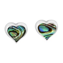 Cute Ocean Hearts Abalone Shell and Sterling Silver Stud Earrings - £11.83 GBP