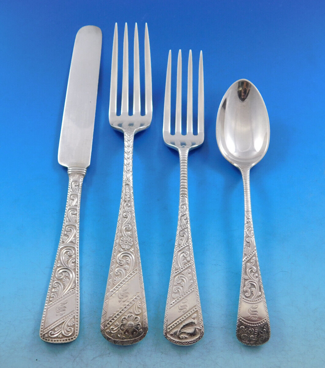Tudor by Gorham Sterling Silver Flatware Set 12 Service 72 pcs Rare Multi-motif Item image 4
