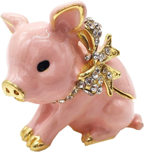 Waltz&amp;F Handcrafted Pewter Trinket Box Jeweled New Lovely Pig Jewelry Box - £18.02 GBP