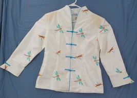 CHUIYUAN ORIENTAL DRESS JACKET WOMENS SZ XL WHITE EMBROIDERED FULLY LINED - $39.99