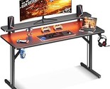 Gaming Desk With Led Lights, Computer Desk 47 Inch Gaming Table With Mon... - $222.99