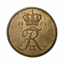 1968 Denmark Krone, 5 Ore - Royal Danish Mint, Copenhagen - KM# 848 - £12.22 GBP