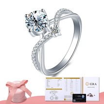 Sparkling 0.5CT Moissanite Diamond Princess Crown Rings for Women 925 Sterling S - £42.04 GBP