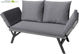 Woven Rattan Patio Furniture, Convertible Daybed or Double Chair with Ad... - $270.48