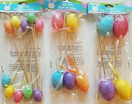 Colorful Glittery Easter Egg Picks 10” Easter Crafts, Select Type - $2.96+