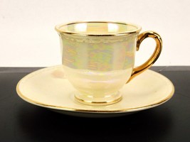 Homer Laughlin Cup and Saucer, Georgian Eggshell, Iridescent w/Gold Trim... - £19.18 GBP