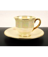 Homer Laughlin Cup and Saucer, Georgian Eggshell, Iridescent w/Gold Trim... - $33.44 CAD