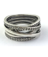 Authentic PANDORA Entwined Sterling Silver &amp; CZ Ring, 190919-56, Size 7,... - €97,88 EUR