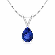 ANGARA 7x5mm V-Bale Pear-Shaped Tanzanite Solitaire Pendant in Silver for Women - £329.50 GBP