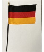 New Germany Mini Desk Flag - Black Wood Stick Gold Top 4” X 6” Deutschland - $6.81 CAD