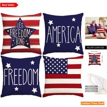 Durable &amp; Fade-Resistant Stars-and-Stripes Pillow Covers - 4th of July C... - $20.74