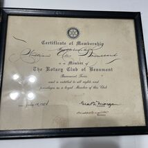Rotary Club Certificate Of Membership 1954  and Appreciation 1969 Beaumo... - €21,82 EUR