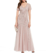 Adrianna Papell Cameo Beaded Formal Dress with Short Sleeves    4 - $256.41