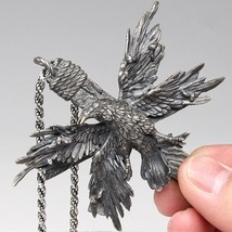 EYHIMD Vintage Cross Four Wing Bird Crow Stainless Steel Pendant Necklace Punk G - £13.61 GBP