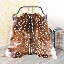 Faux Cowhide Rug For Living Room 3X3.6&#39; Ft. Sika Deer Hide Carpet Animal Printed - £33.55 GBP