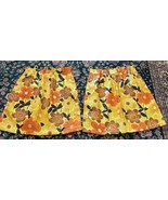 Vintage 70s Flower Power Curtains Set 2 Retro Panels Yellow Orange Brown... - $1,211.66 MXN