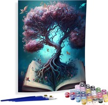 Paint Numbers for Adults Tree DIY Oil Painting Book Acrylic Paint Number... - £27.08 GBP