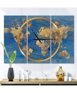 Golden Glam World Map&#39; 3 s Oversized Wall Clock 36 in. Wide X 28 High - $159.38