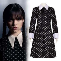 Wednesday Addams Cosplay Costume Women Adult Printing Black Dress - £40.61 GBP