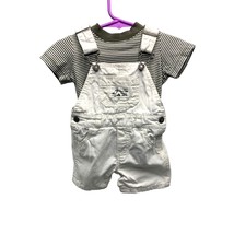 Carters Baby Boys Infant Size 6 Months 2 Pc Outfit set khaki bib overalls shorts - £7.64 GBP