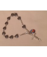  Rosary bracelet with Heart Shaped Hematite 8 mm bead &amp; Mother Mary meda... - £3.72 GBP