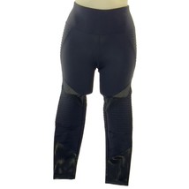 BETSEY JOHNSON Women&#39;s Black Activewear Leggings Tufted w/ Mesh Inserts ... - $17.99