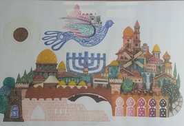 Amram Ebgi Ltd Ed Hand Colored Embossed Art Etching Intaglio Peace to Je... - $2,474.01