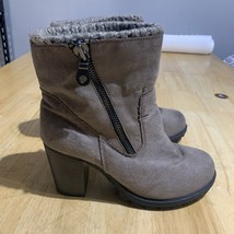 Mossimo Supply Co Boots Womens 10 Emily Zip Ankle Bootie Brown Fabric Heels - $18.63