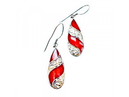 Vintage 925 Sterling Silver Red Jasper Earrings - $41.86